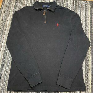 Polo Ralph Lauren Men’s Quarter Zip Sweater – Size Medium – Black w/ Red Pony